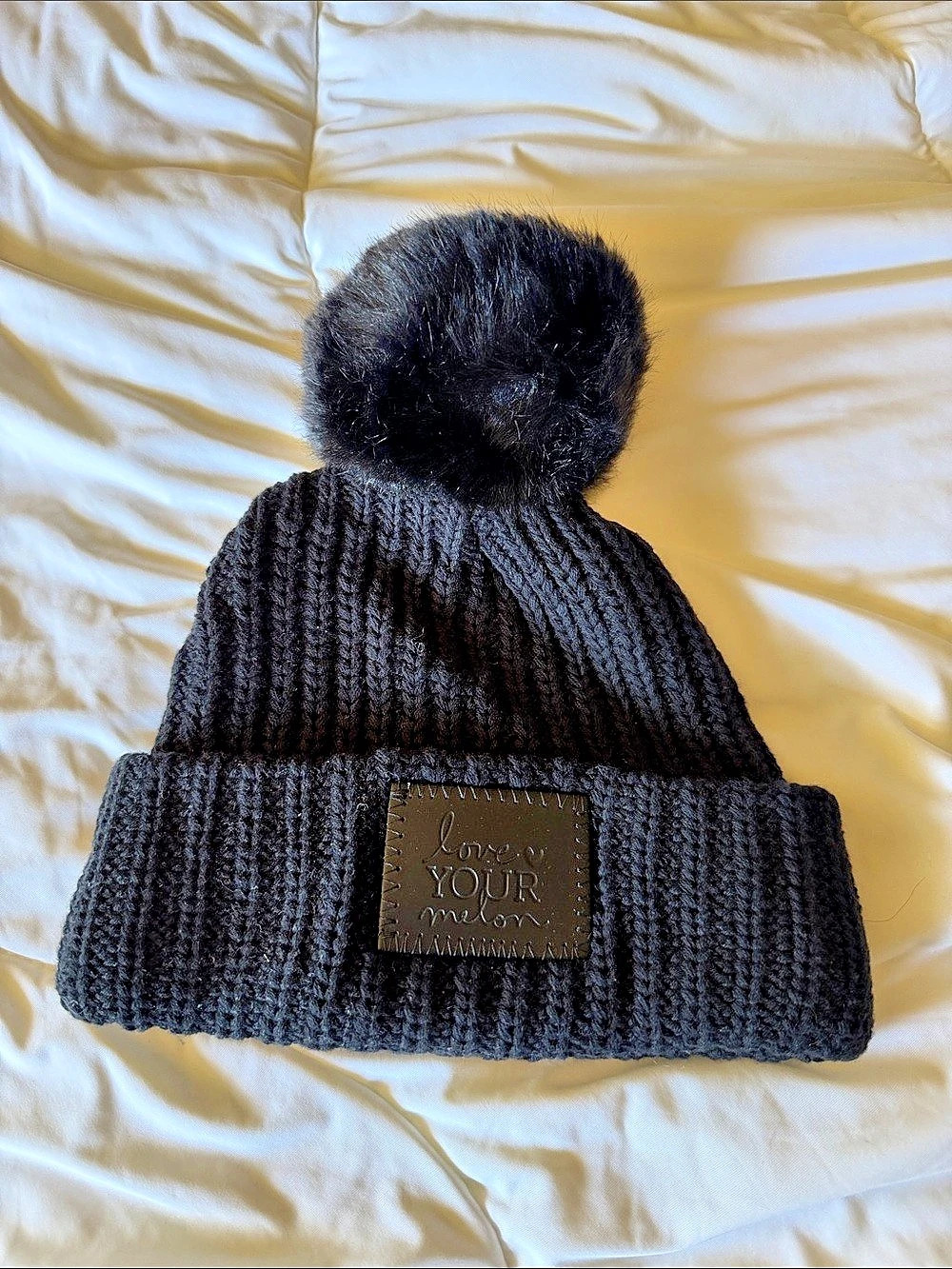Love Your Melon Black Pom Beanie